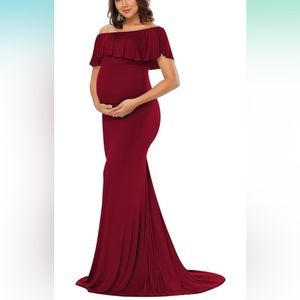 Deep red maternity dress